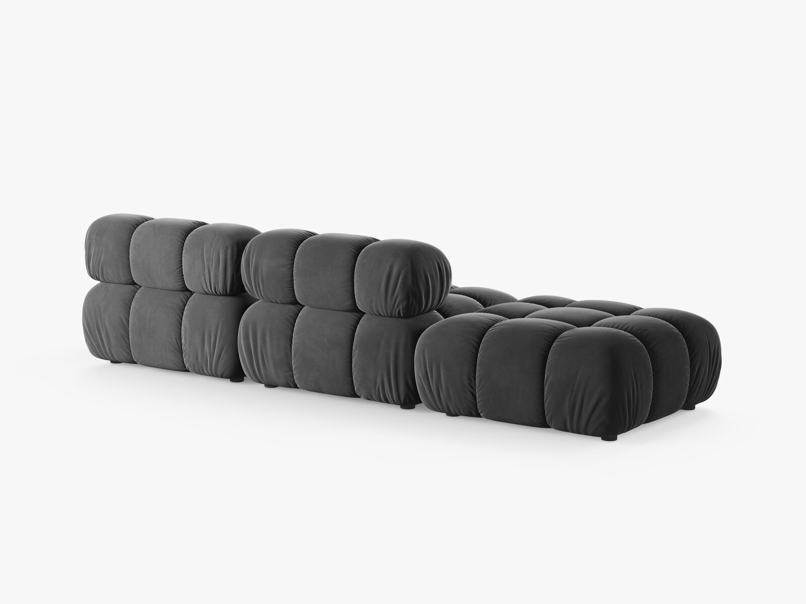 Micadoni Modulares Sofa Bellis 4-Sitzer Links Samt Venus Grau