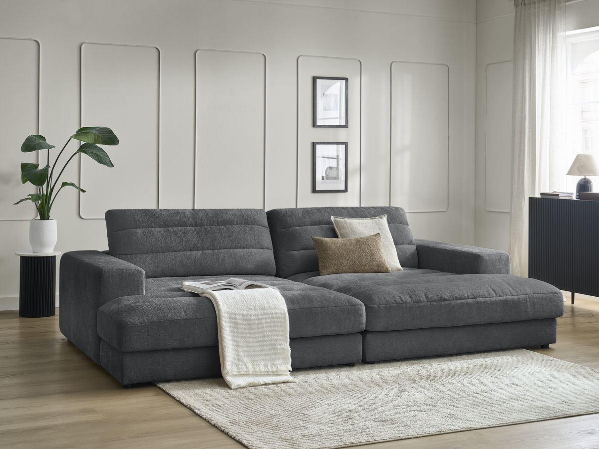 Bobochic Sierra Sofa 4-Sitzer Strukturstoff Dunkelgrau