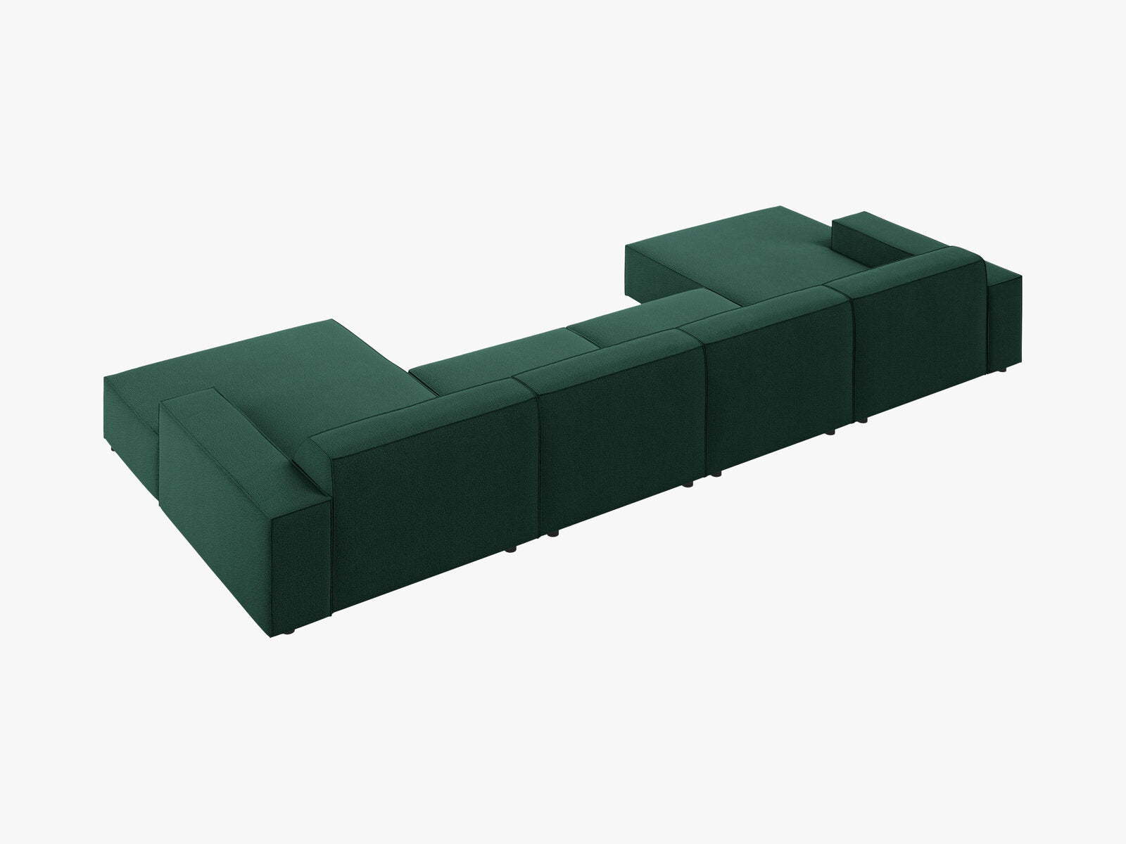 Micadoni Panorama-Sofa Jodie 6-Sitzer Strukturierter Stoff Megan Grün
