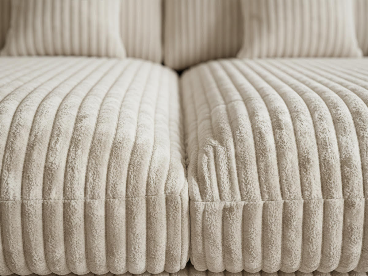 Bobochic Belem Sofa 3-Sitzer Breitcord weich Beige