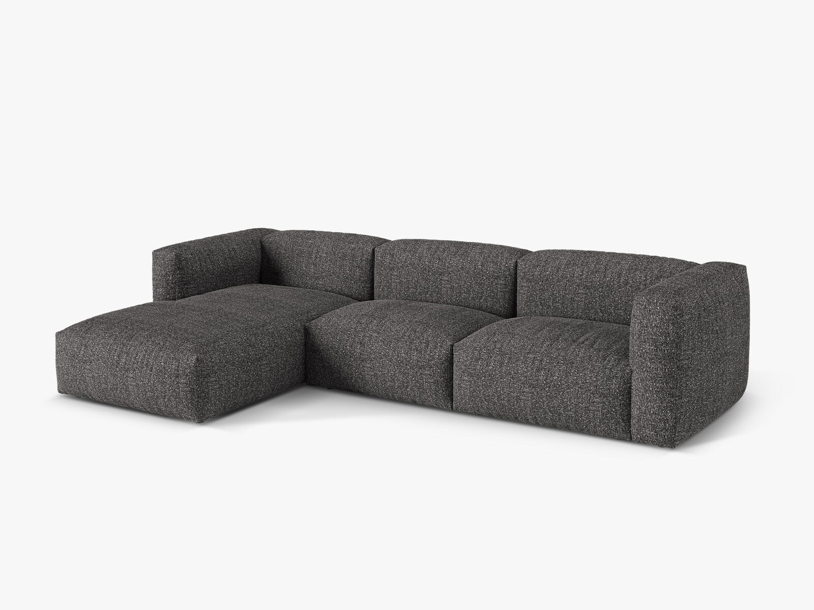 Micadoni Ecksofa Martina 3-Sitzer Links Boucle Monet Anthrazit
