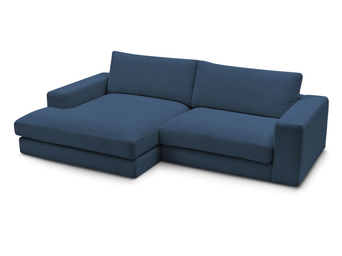Bobochic Leonard Ecksofa 234 × 159 cm Cordsamt Dunkelblau Ecke links