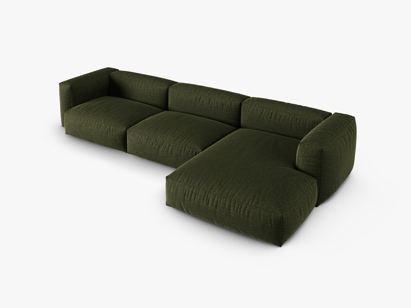 Micadoni Ecksofa Martina 3-Sitzer 90cm Sitztiefe Rechts Strukturierter Stoff Boston Grün
