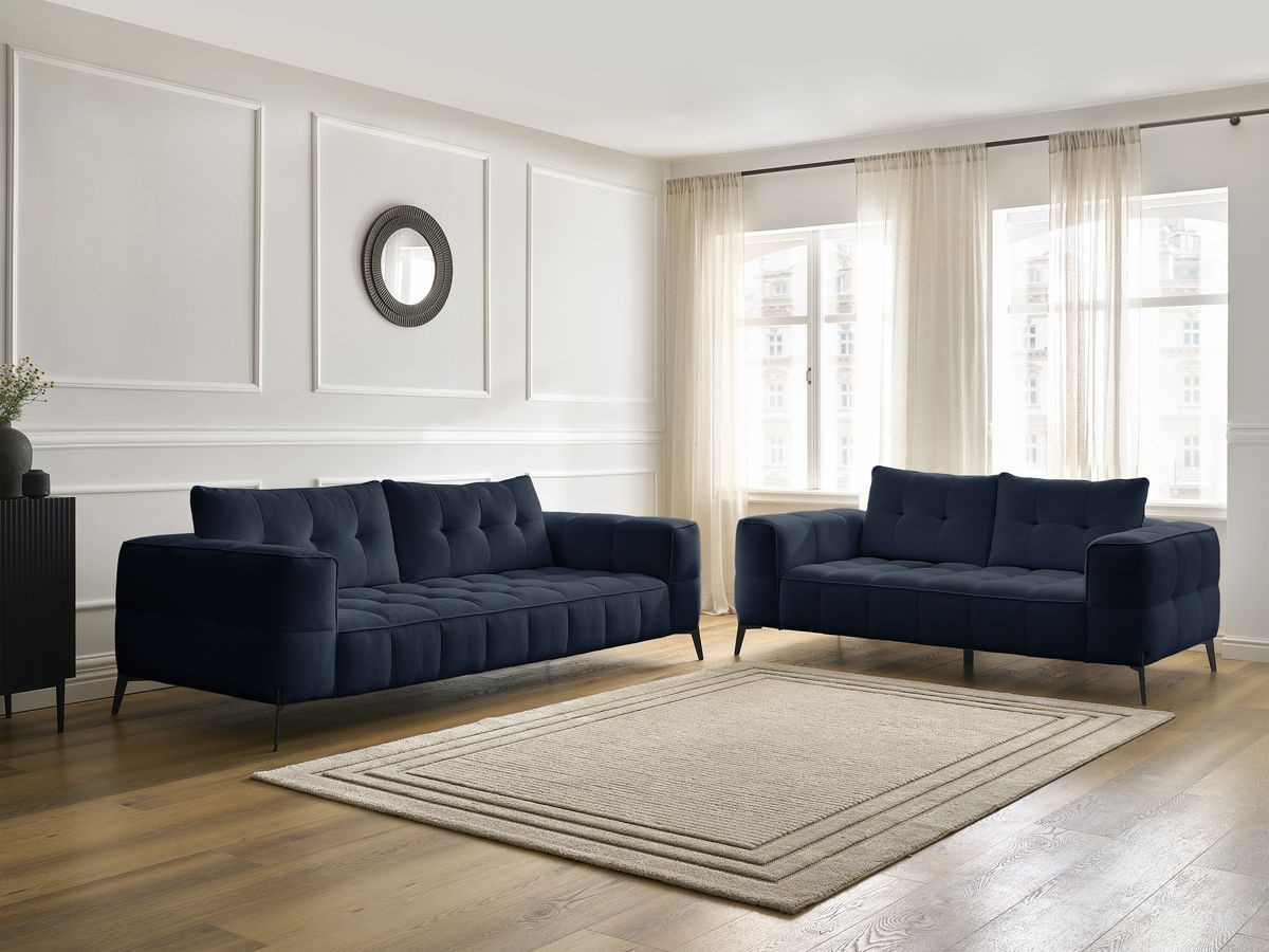 Bobochic Anis Sofa-Set 3- und 2-Sitzer Strukturstoff Blau