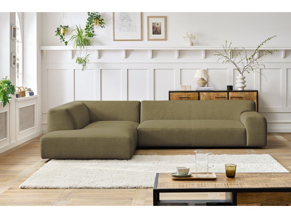 Bobochic Lavena Ecksofa 312 × 220 cm Samt Grün Ecke links