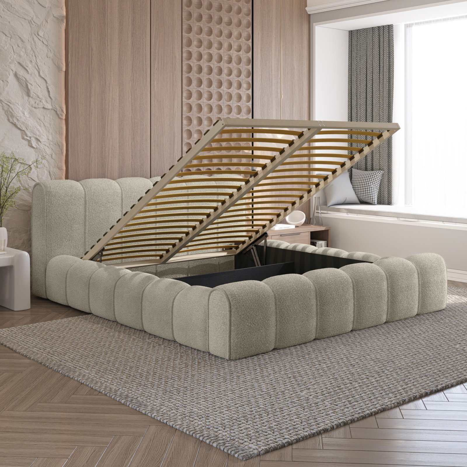 Polsterbett Belio Boucle 140x200 mit Holzrahmen Quelle 03