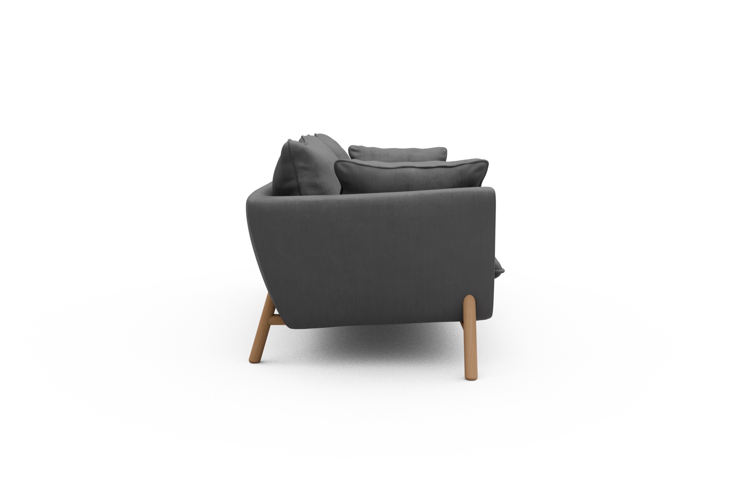 Sofa Emil PREMIUM 3-Sitzer Beinfarbe Eiche Natur Cordufine-Grey