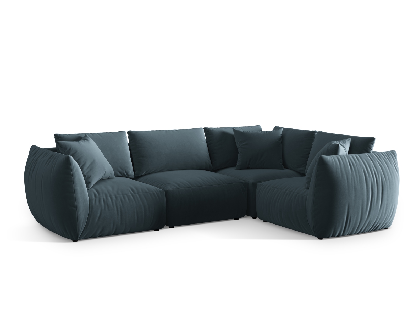 Micadoni Ecksofa Chris 4-Sitzer Rechts Samt Pastellblau