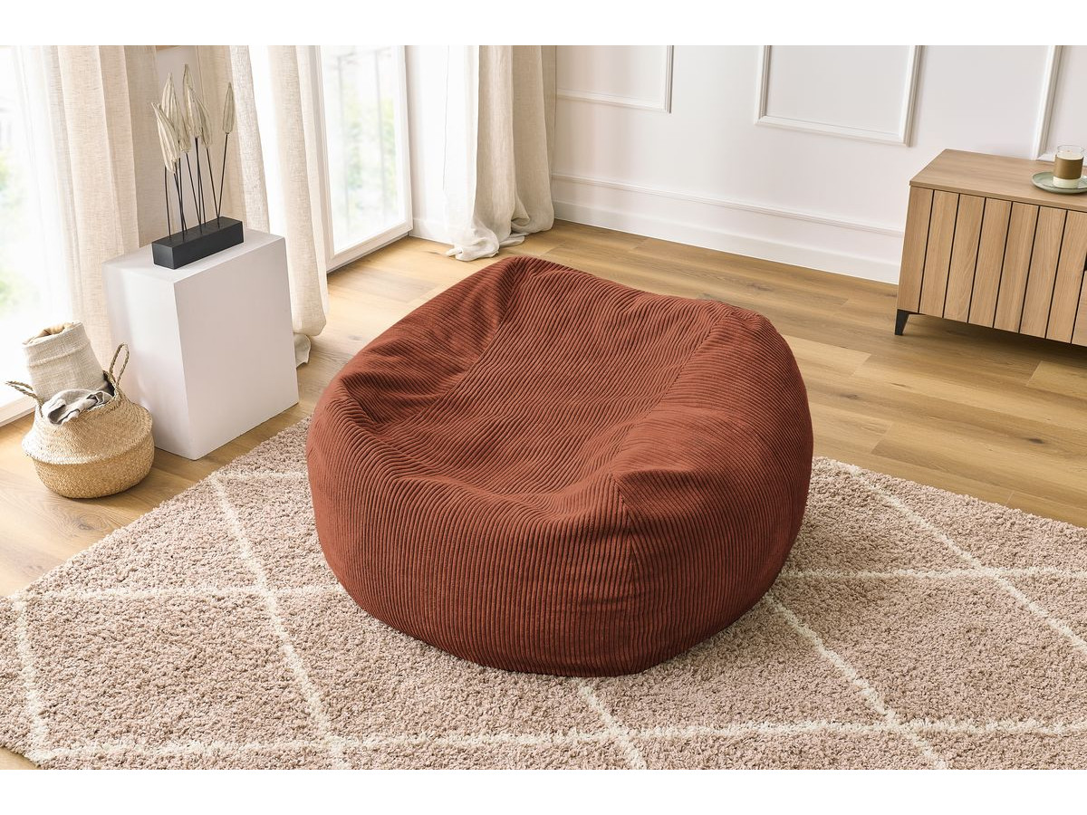 Bobochic Voltaire Pouf 120 × 70 cm Cordsamt Orange