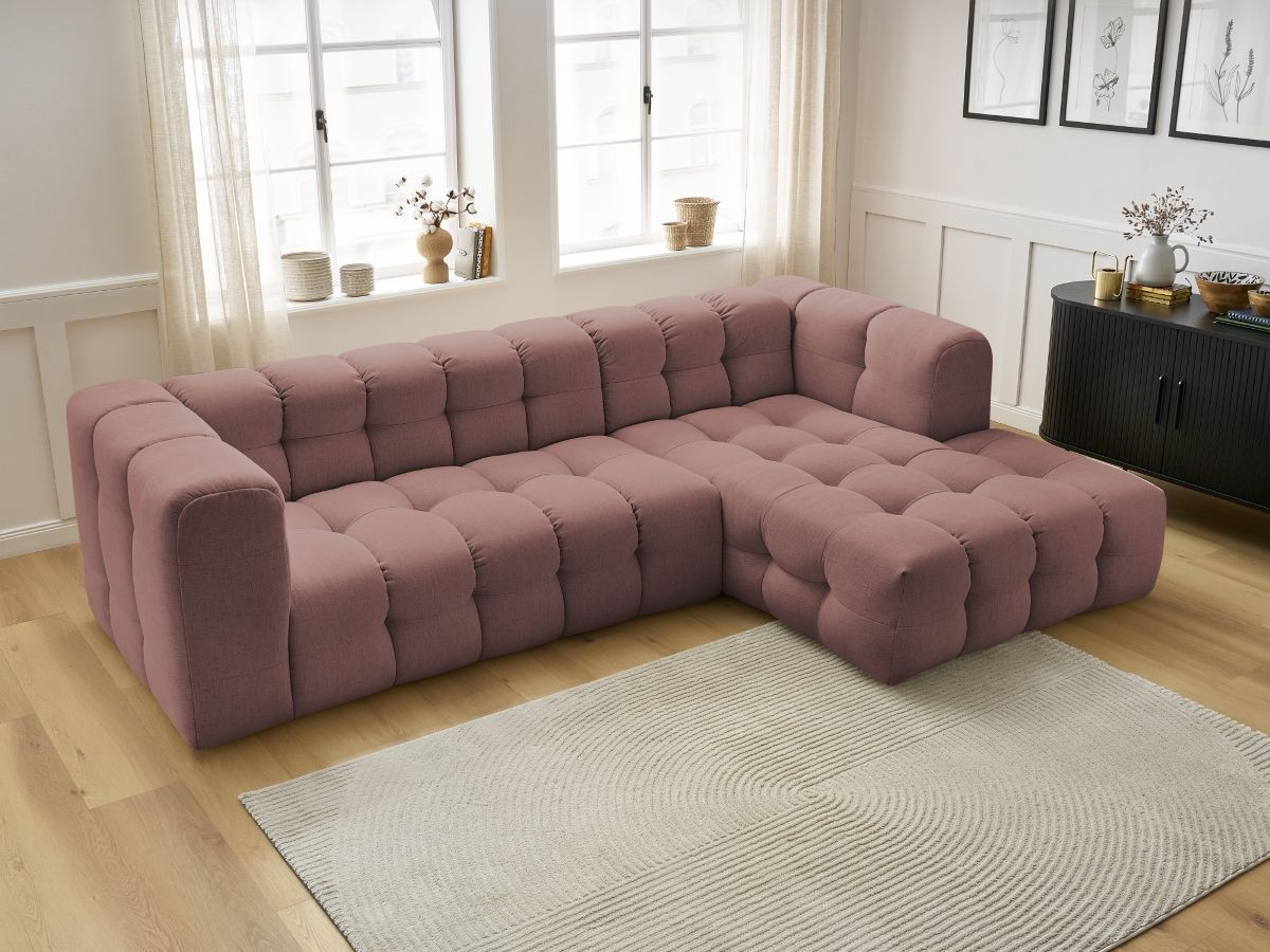 Bobochic Cloud Ecksofa 288 × 184 cm Stoff Rosa Ecke rechts