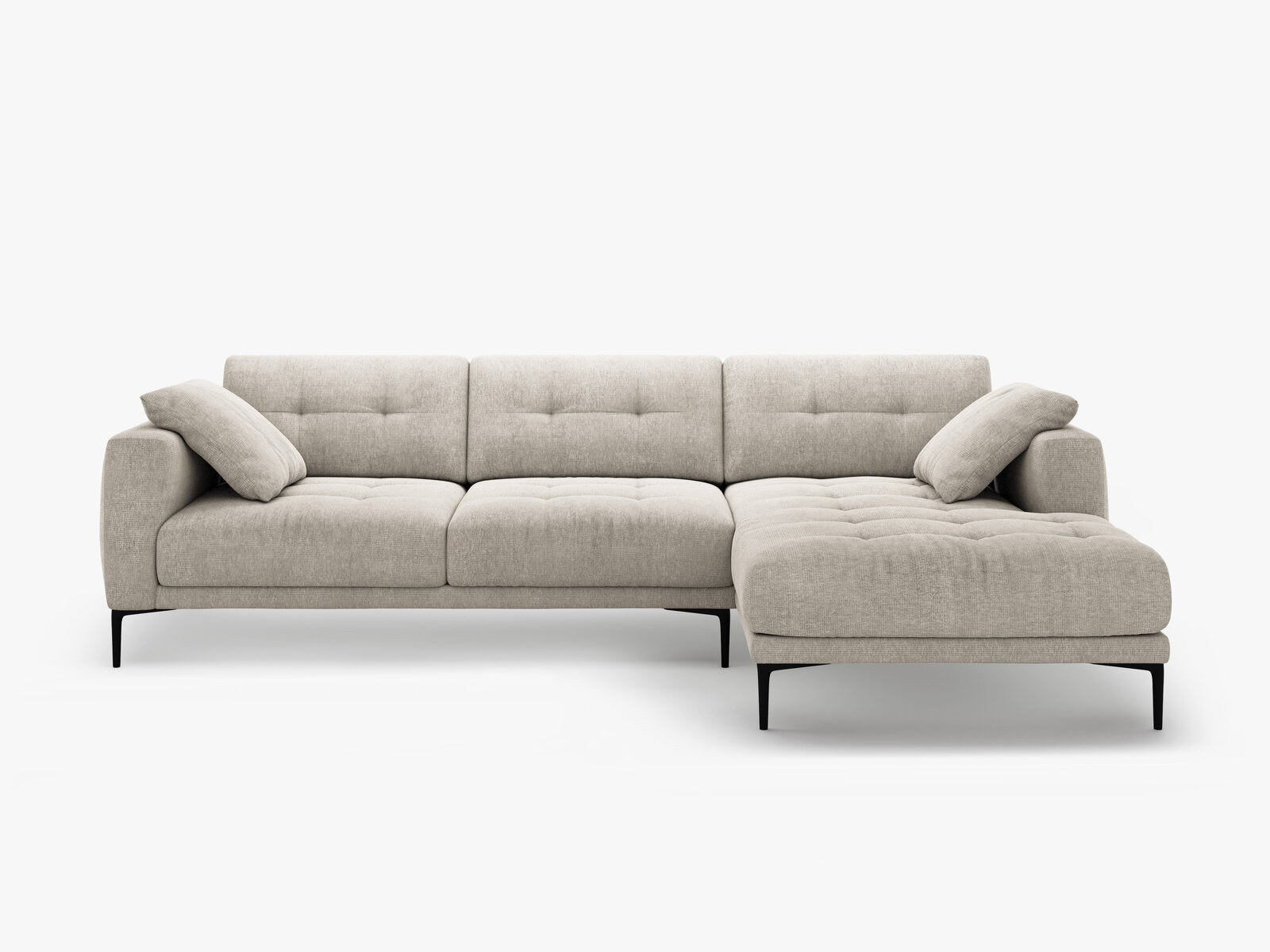 Micadoni Ecksofa Bemy 3-Sitzer Rechts Strukturierter Stoff Beige