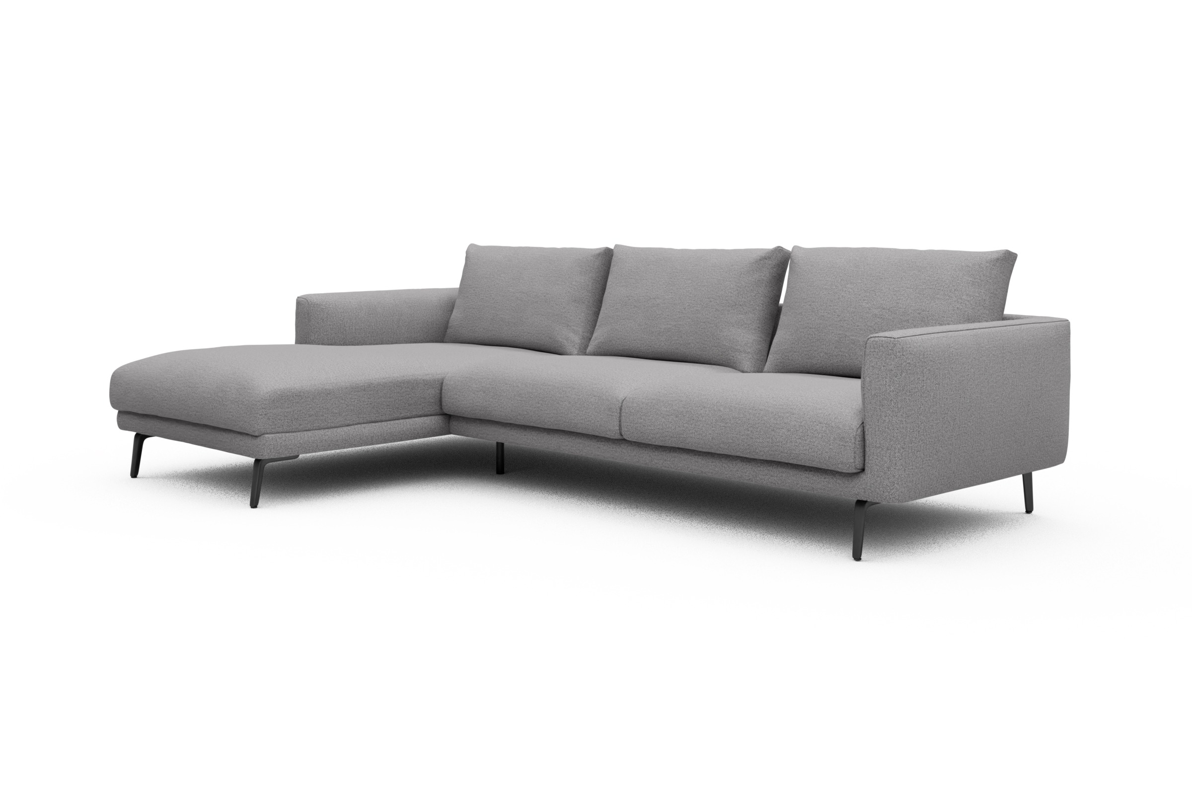 Ecksofa Karl Chaiselongue links mit 2,5-Sitzer Sama-Grey