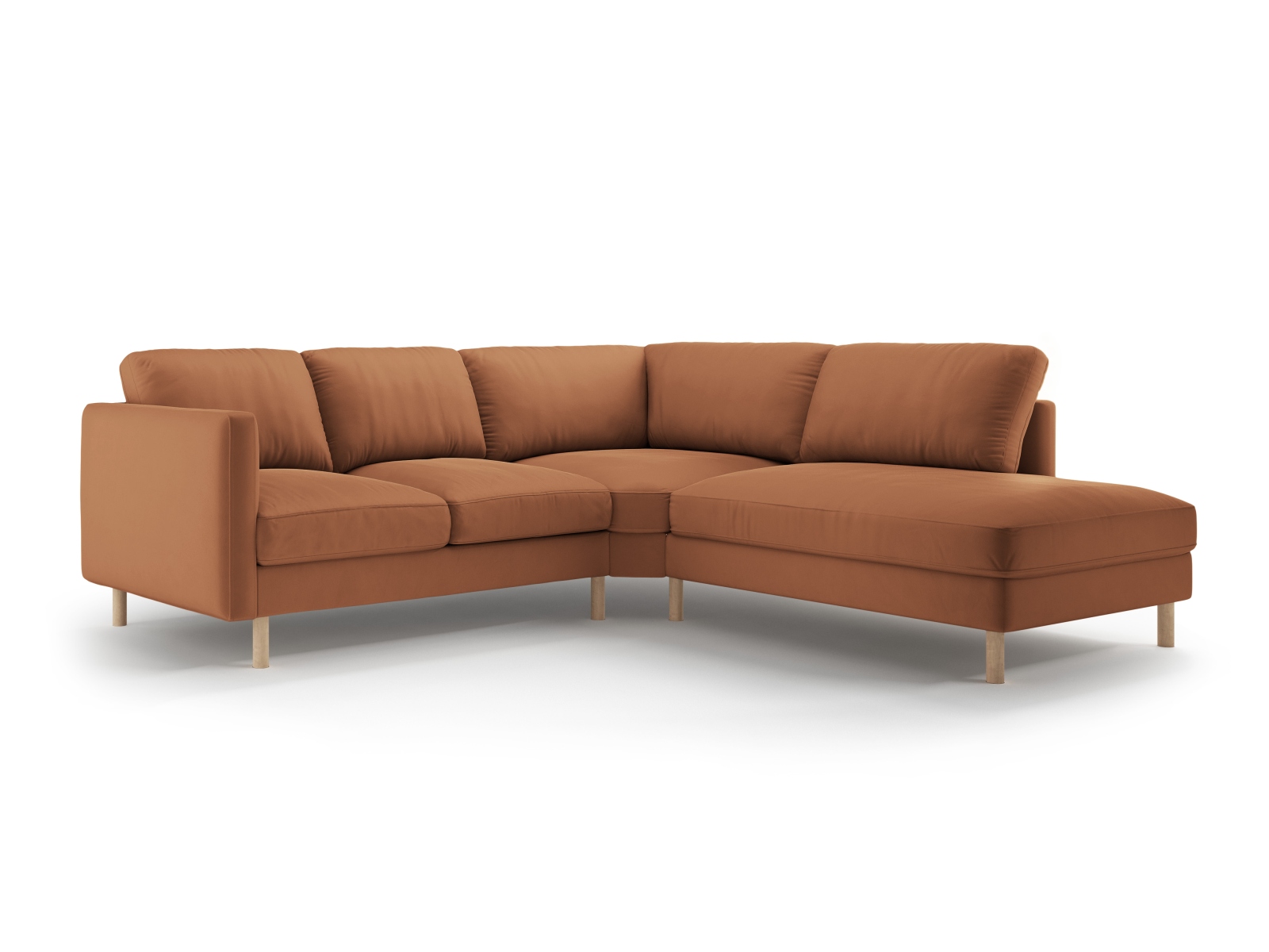 Micadoni Symmetrisches Ecksofa Eden 4-Sitzer Rechts Samt Honig