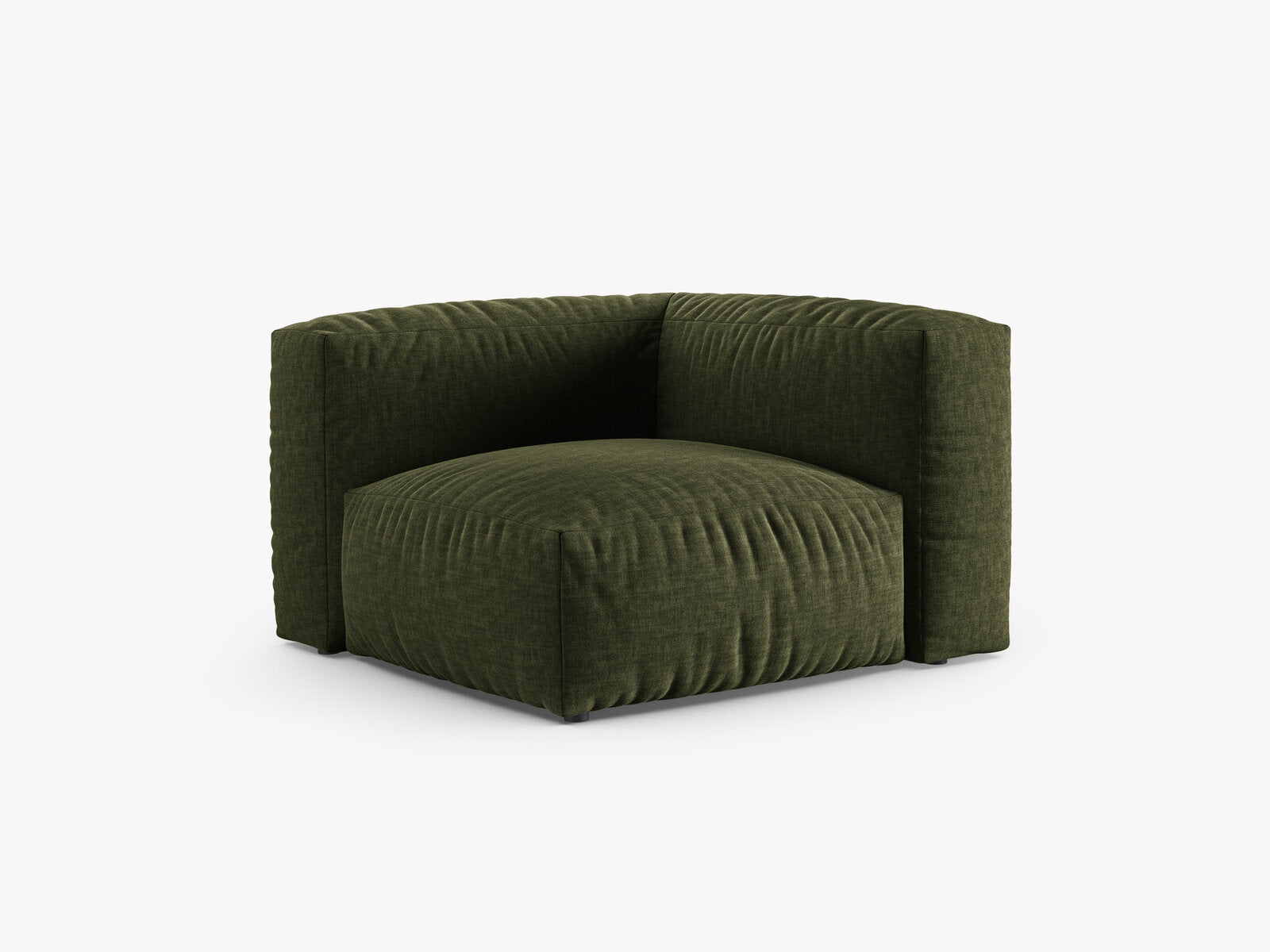 Micadoni symmetrisches Eckmodul Martina 1-Sitzer 90cm Sitztiefe Strukturierter Stoff Boston Grün