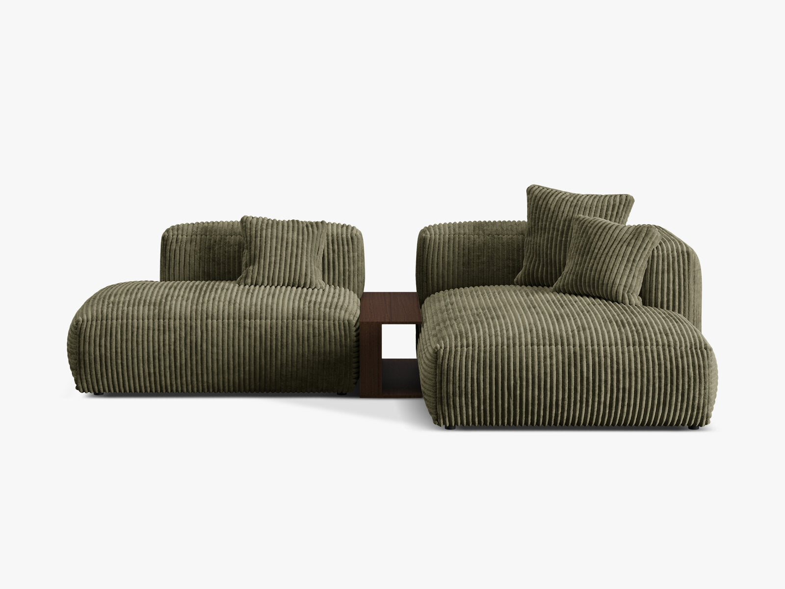 Micadoni Ecksofa Martina 2-Sitzer mit Couchtisch Rechts Kord Moßgrün
