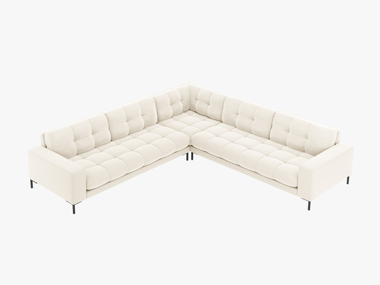 Micadoni Symmetrisches Ecksofa Mamaia 6-Sitzer Samt Bluvel Helles Beige schwarze Beine