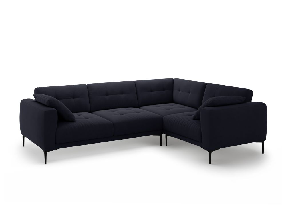 Cosmopolitan Design Ecksofa Lazio 4-Sitzer Samt Salvador Königsblau Rechts