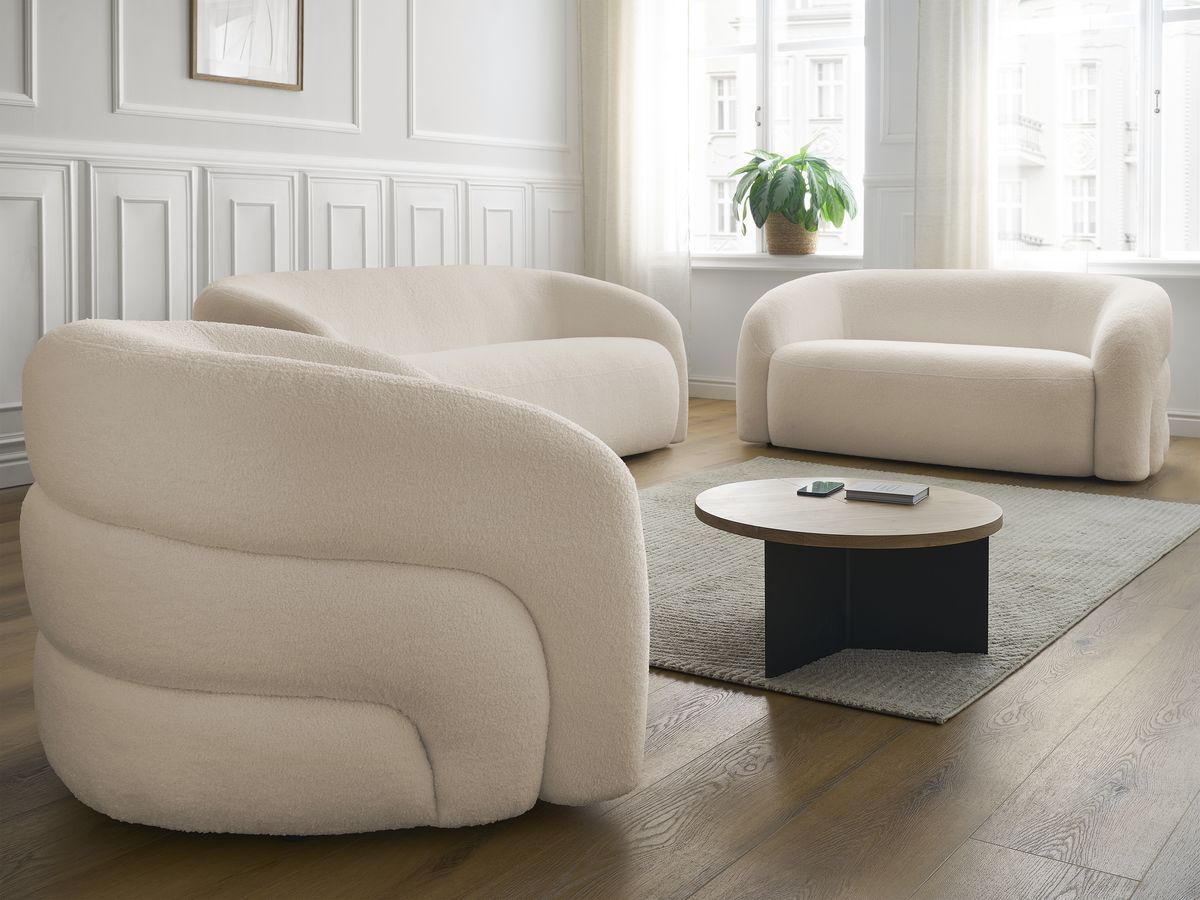 Bobochic Elina Sofa 6-Sitzer Bouclé-Stoff Beige