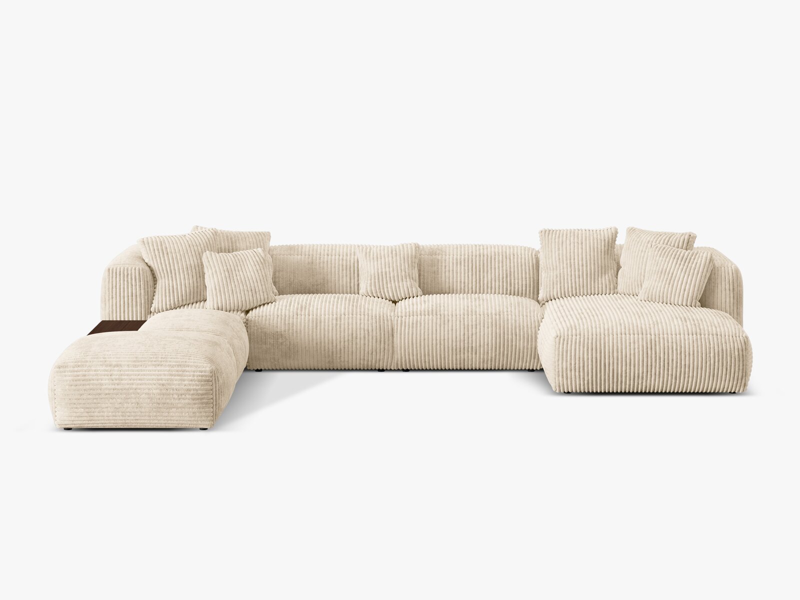 Micadoni Panorama-Ecksofa Martina 5-Sitzer Links Kord Helles Beige