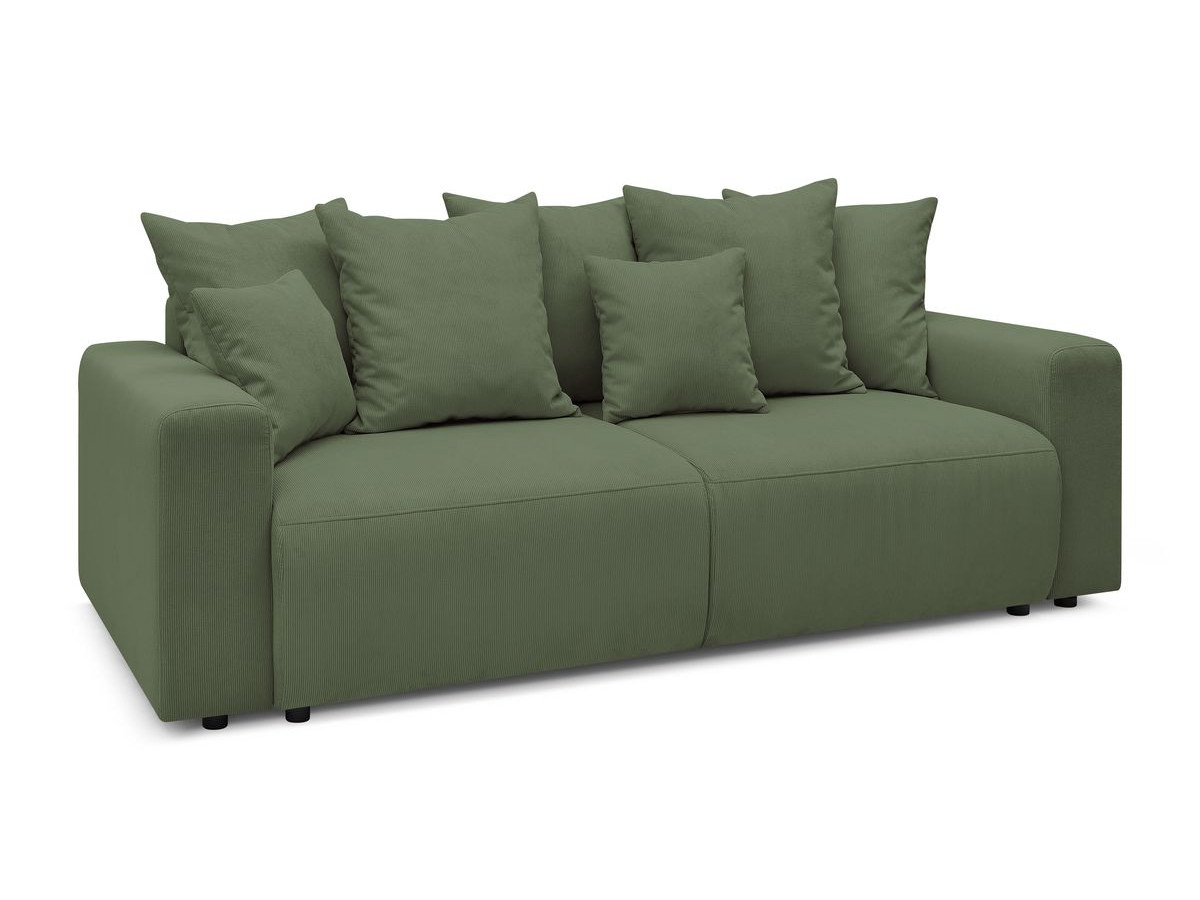 Bobochic Envy Schlafsofa 3-Sitzer mit Bettkasten und Pouf Cordsamt Grün