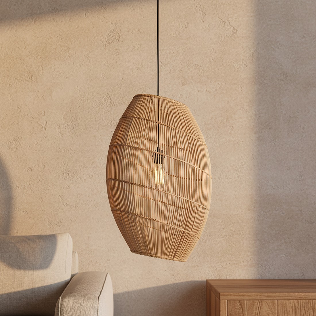 Raw Materials Rattan Pendelleuchte Halo