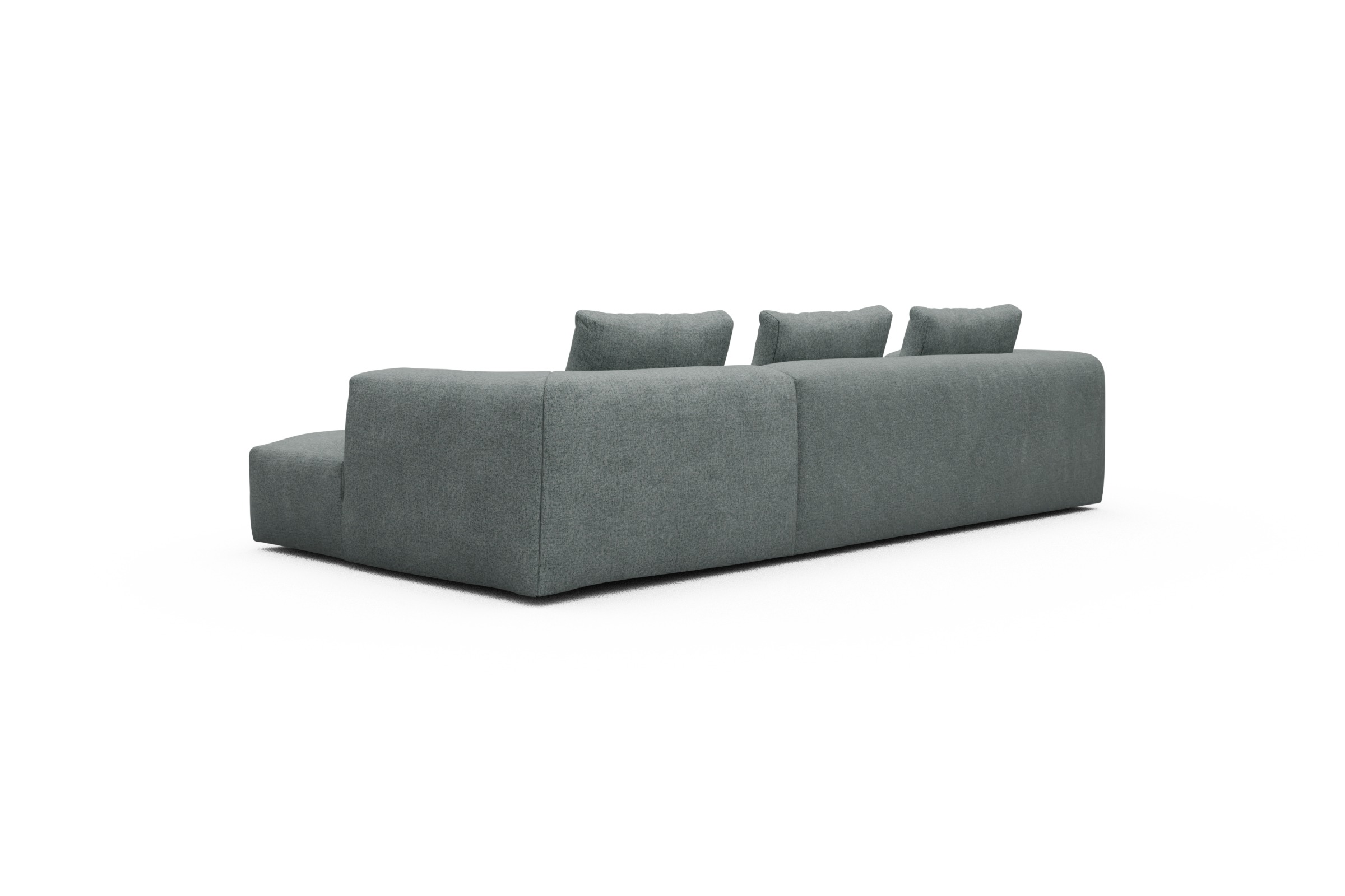 Ecksofa Fred Chaiselongue rechts mit 2,5-Sitzer Casone-Light-Mixed-Green