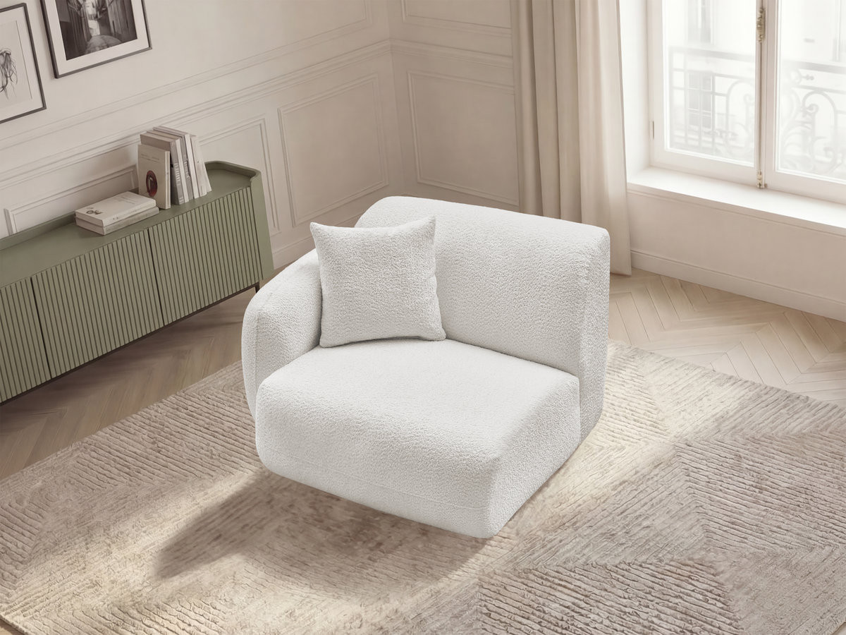 Bobochic Anda Sofamodul 1-Sitzer 104 × 103 cm Chenille Weiß Ecke links