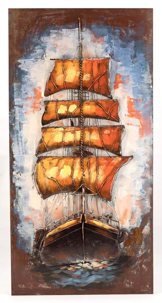 Handgefertigtes Metallbild Sailing ca. 60x120 cm