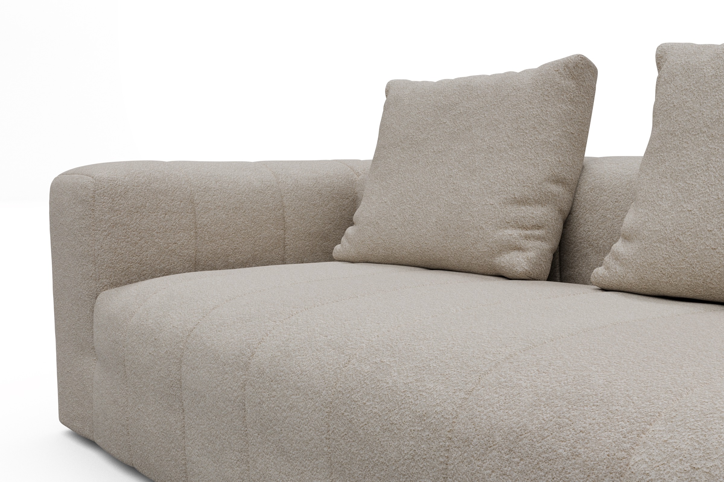 Ecksofa Hugo 2,5-Sitzer Armlehne links mit Chaiselongue Aivi-Lace-Beige