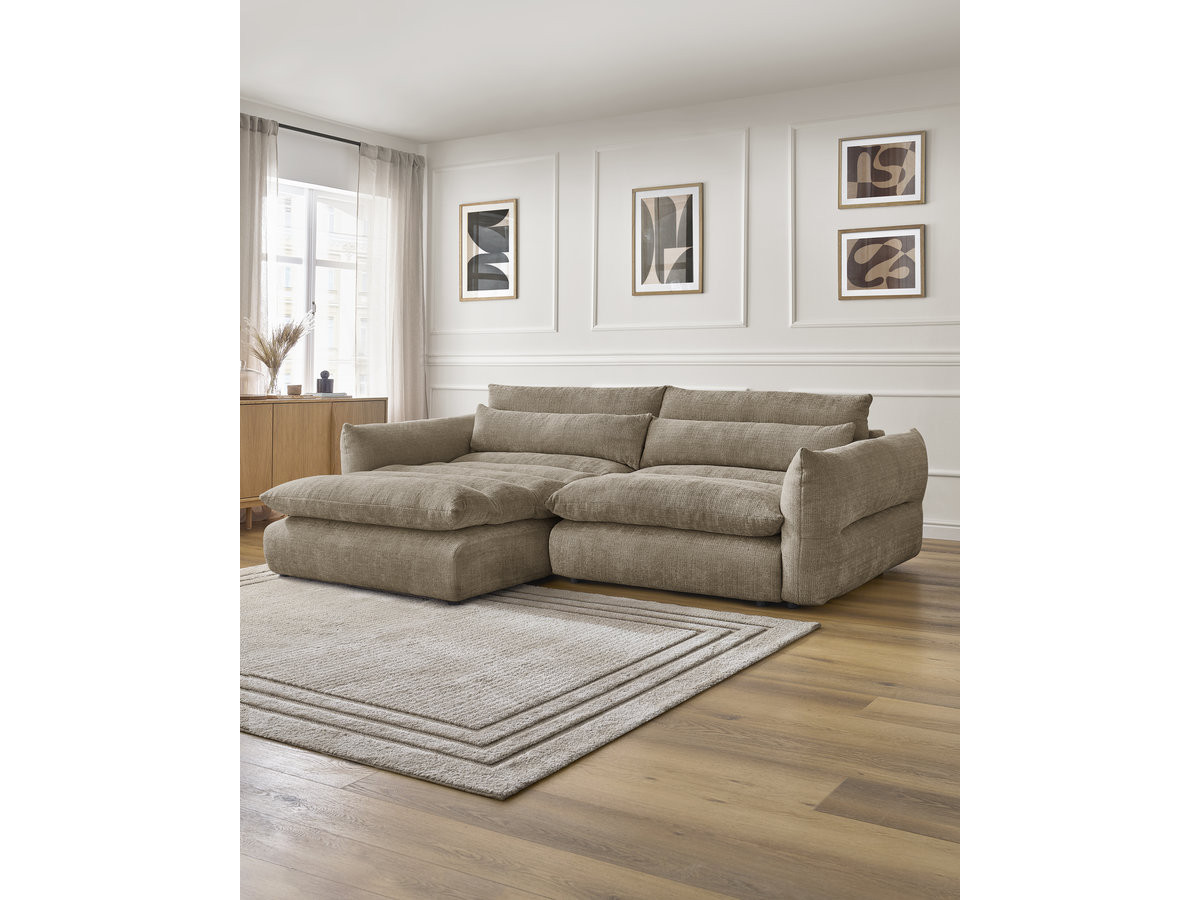 Bobochic Neil Ecksofa Strukturstoff Taupe Ecke links