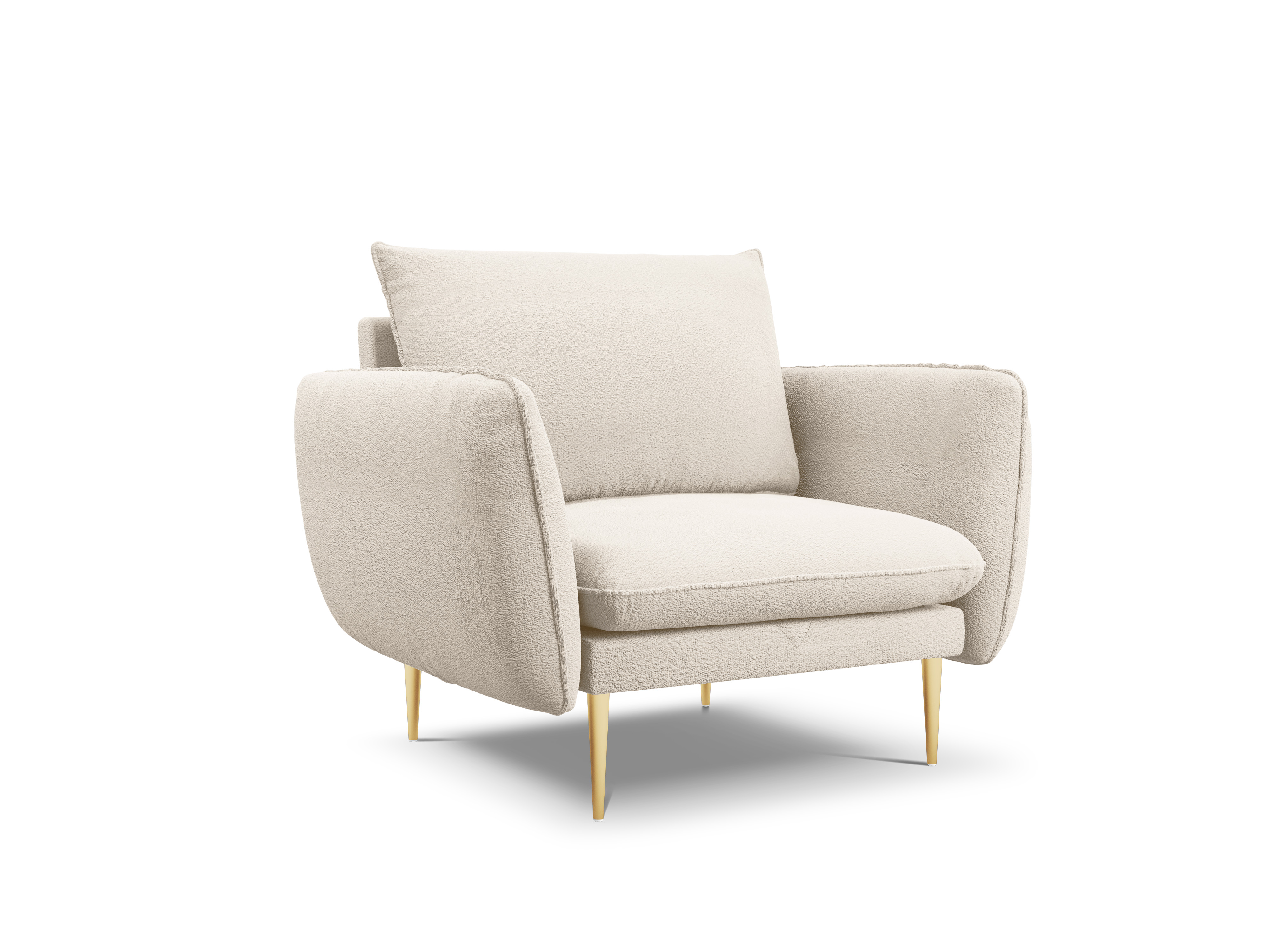 Cosmopolitan Design Sessel Vienna Boucle Ascot Beige Beine Gold