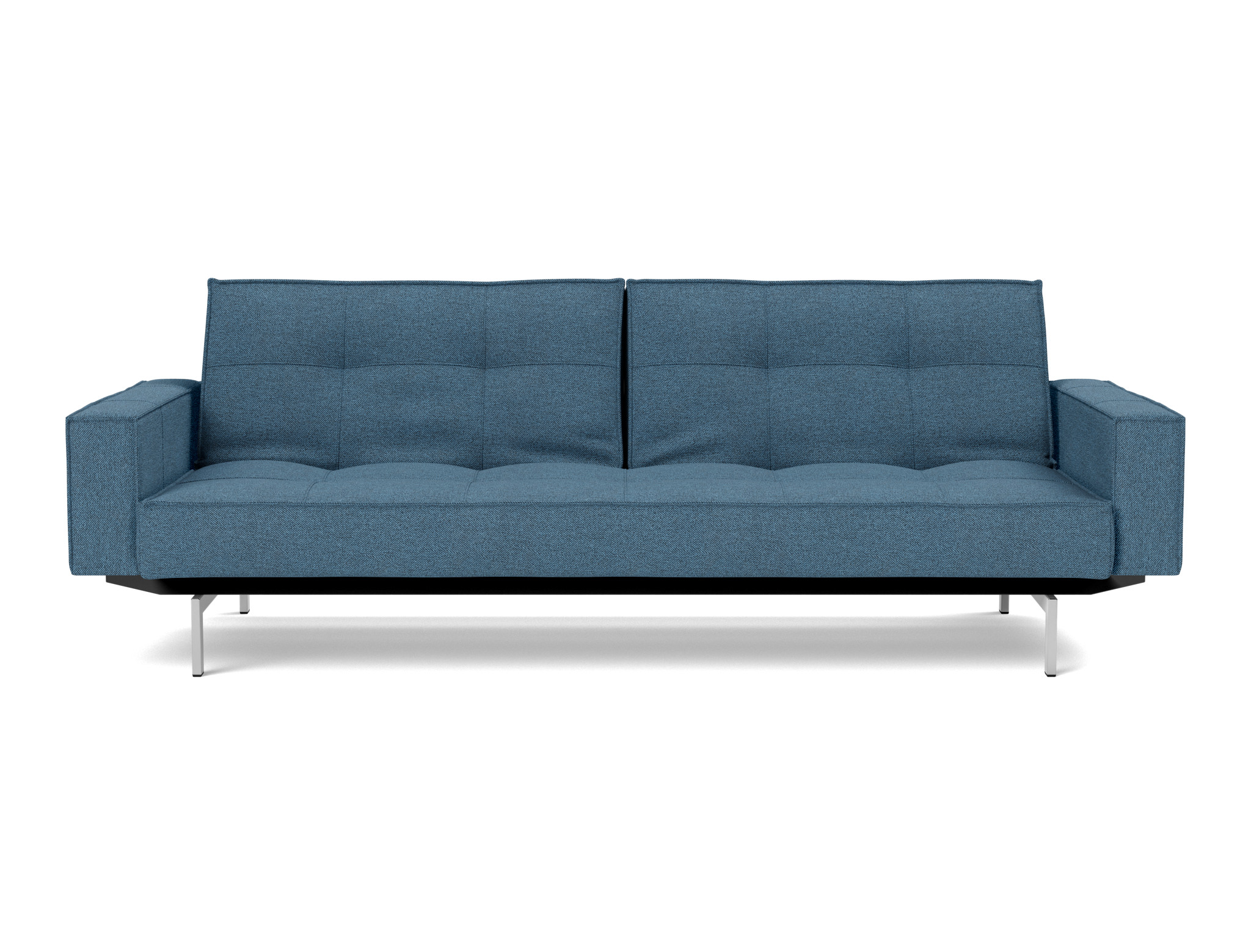 Schlafsofa Splitback mit Armlehnen Strukturierter Stoff Weda 302-Weda-Blue Beine Chrom