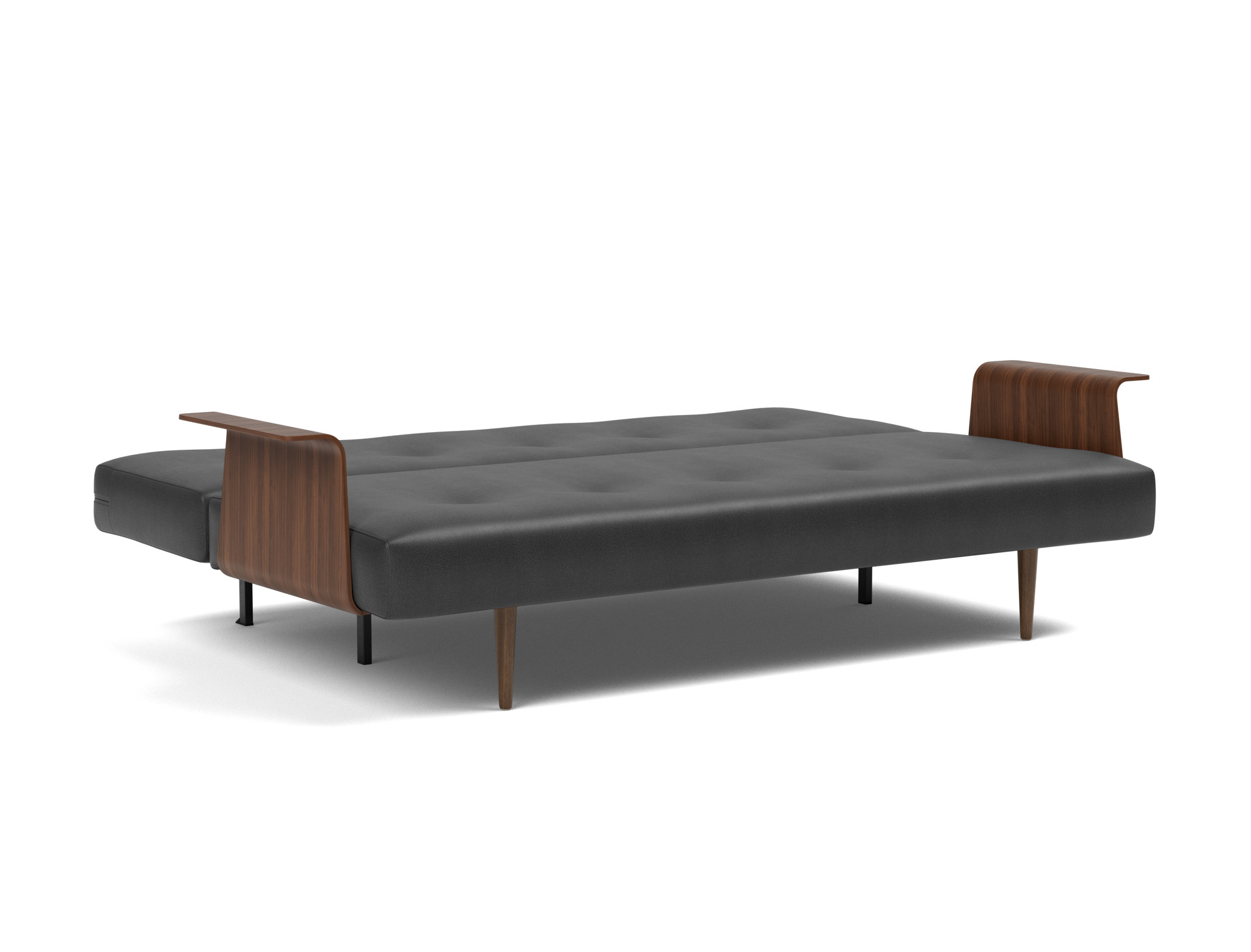 Schlafsofa Recast mit Armlehnen Lederoptik Faunal 550-Black