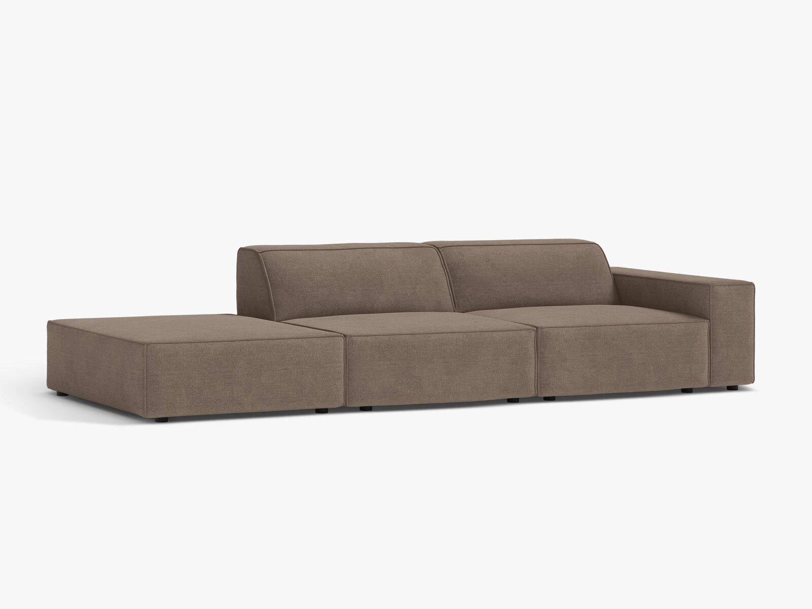 Micadoni Sofa Jodie 3-Sitzer Links Strukturierter Stoff Liberty Cappuccino