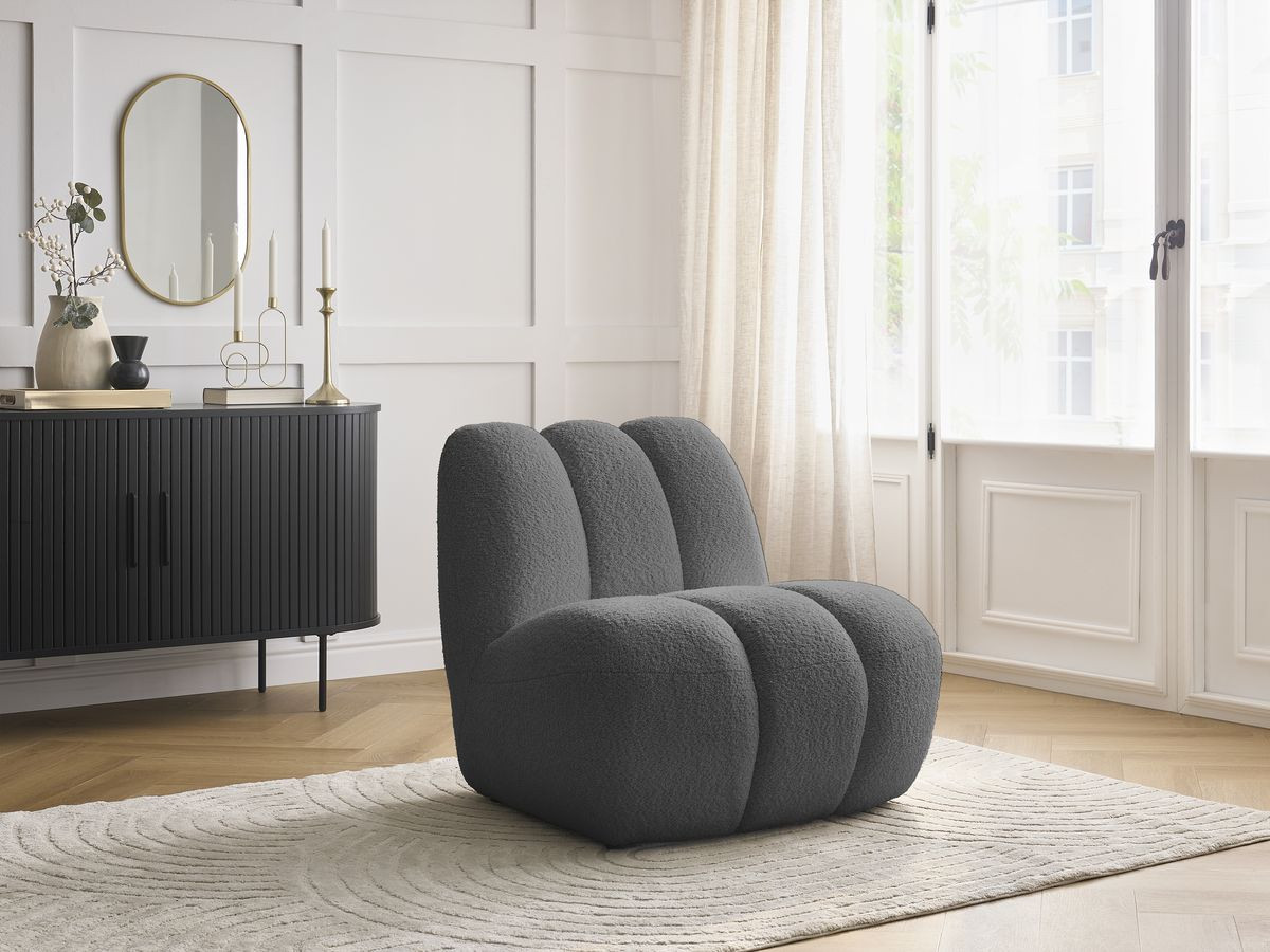 Bobochic Janissaire Sessel 81 × 90 cm Bouclé-Stoff Dunkelgrau