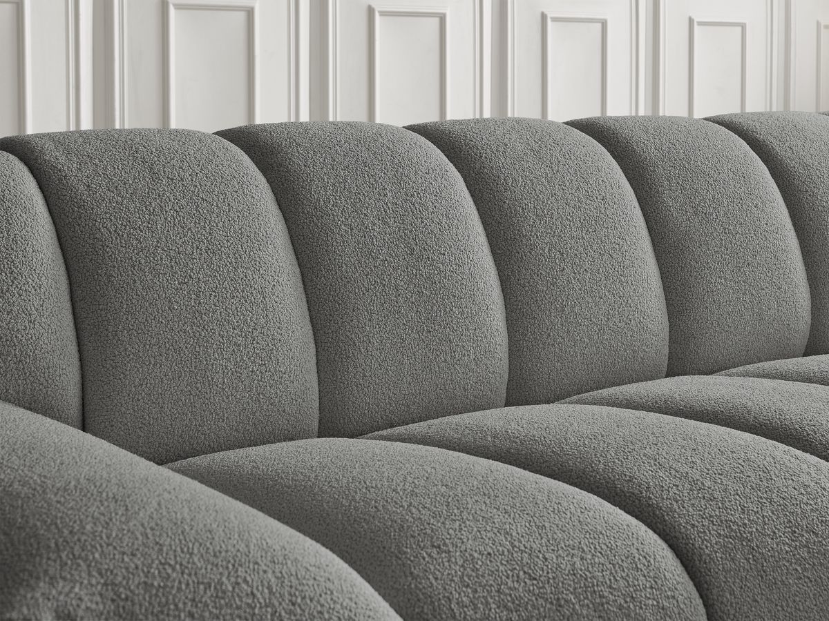 Bobochic Hayden Sofa 2-Sitzer Bouclé-Stoff Dunkelgrau