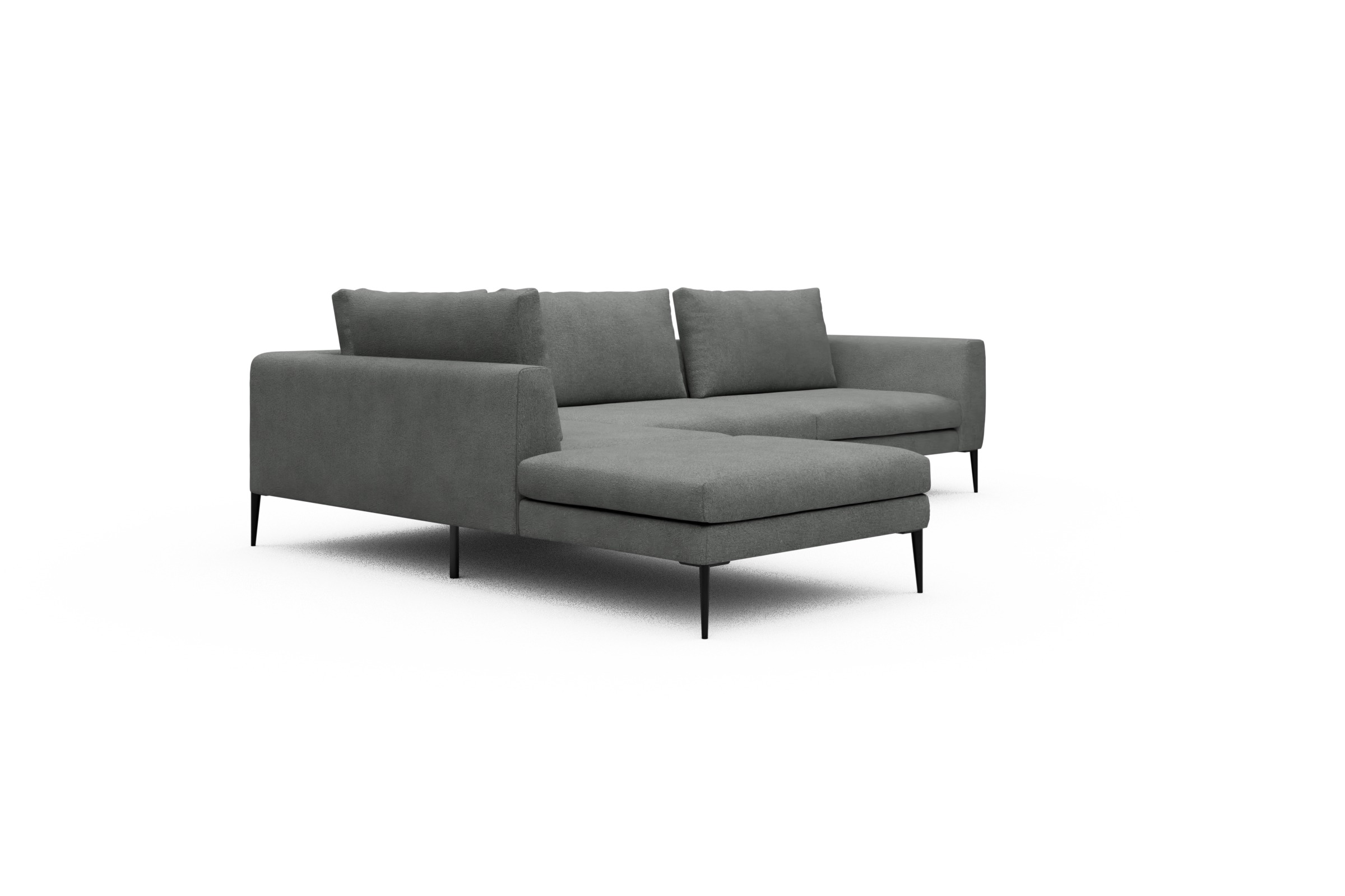 Ecksofa Paul Relax-Ecke rechts mit 3-Sitzer Boucle-Ash-Grey