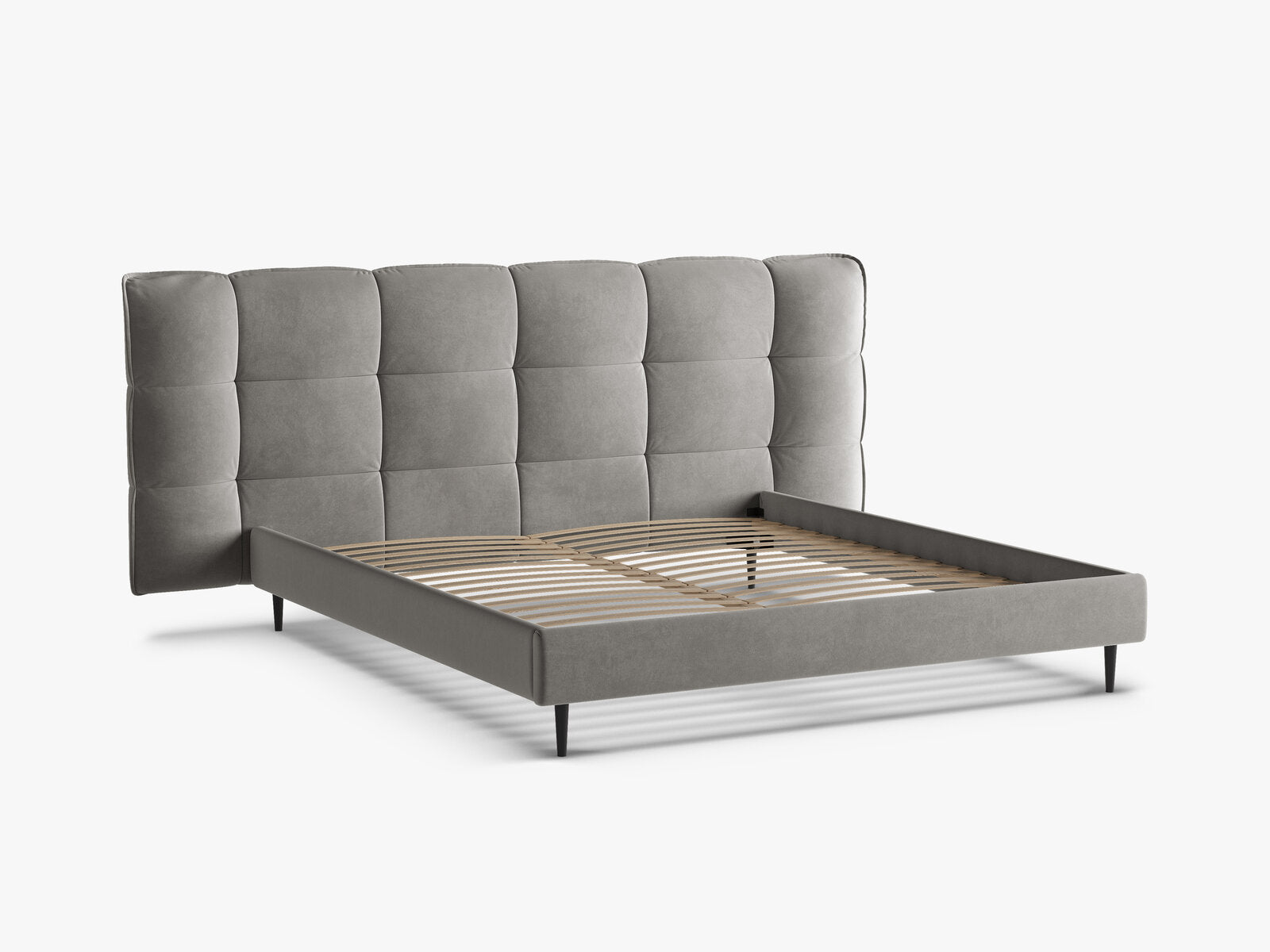 Micadoni Stauraumbett mit Kopfteil Eric with legs Samt Casino Grau 160x200