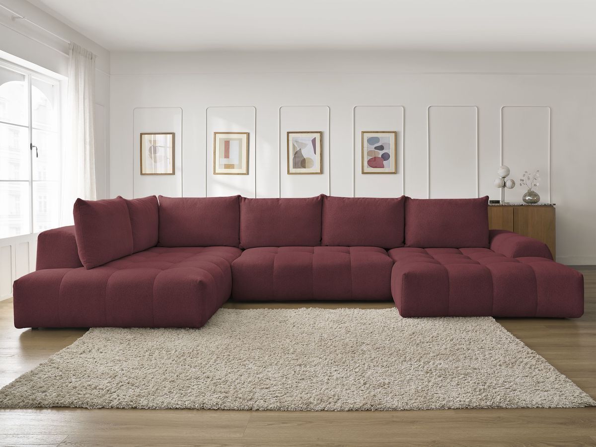 Bobochic Everest Wohnlandschaft, 6 Kissen Melange-Stoff Rot Ecke rechts