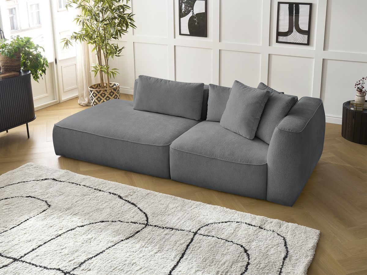 Bobochic Leopold Sofa 3-Sitzer Strukturstoff Dunkelgrau Armlehne rechts