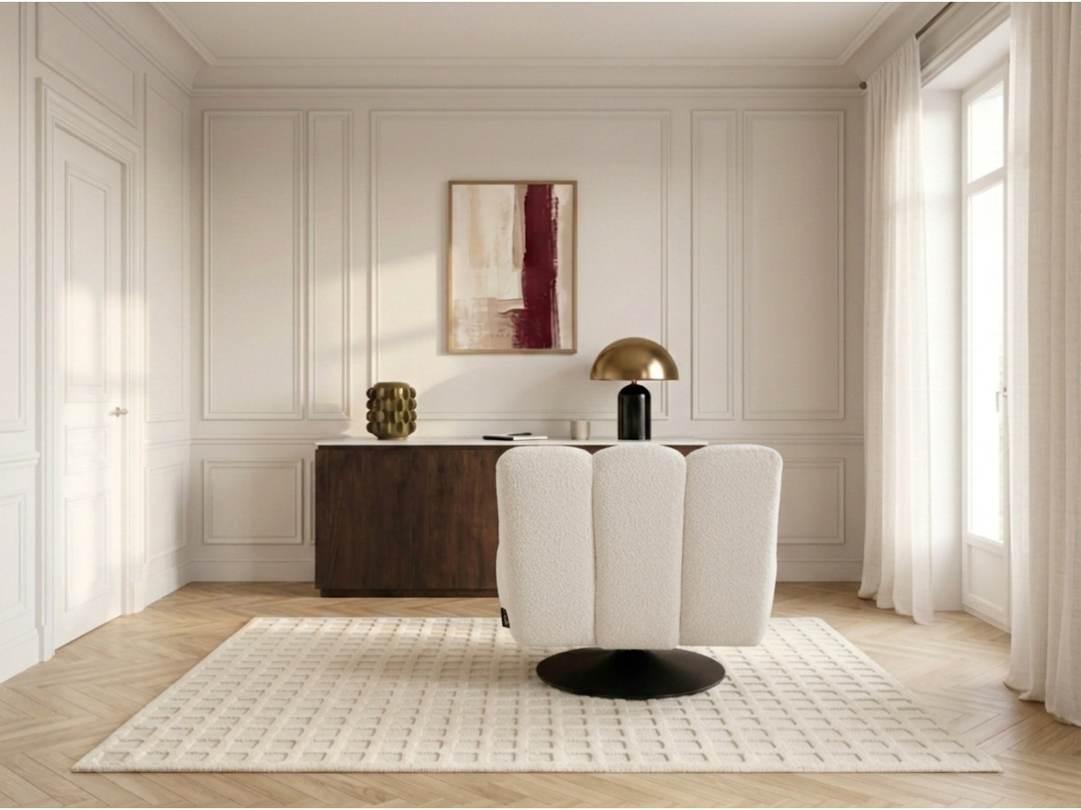 Bobochic Janissaire Sessel 79 × 89 cm Bouclé-Stoff Weiß