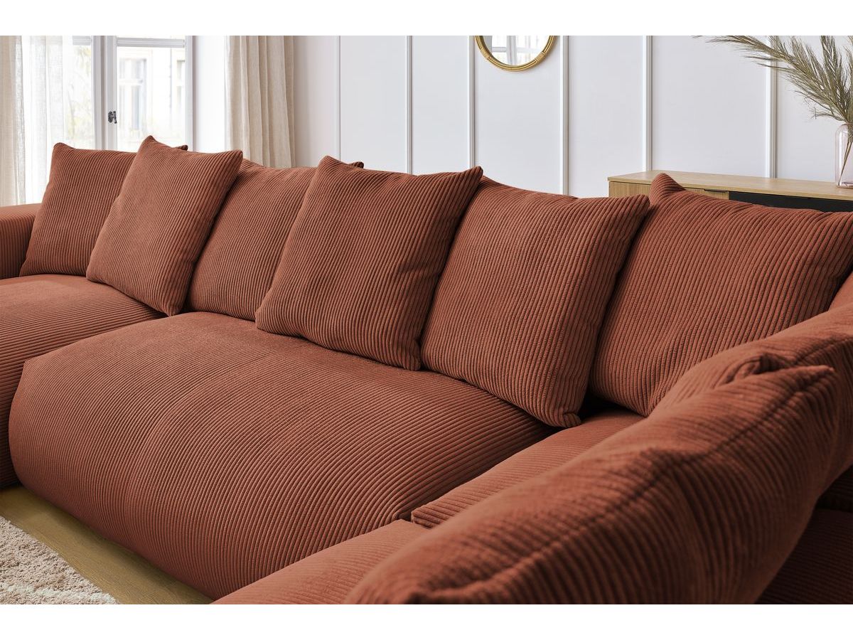 Bobochic Voltaire Wohnlandschaft mit Pouf 356 × 214 cm Cordsamt Orange Ecke links