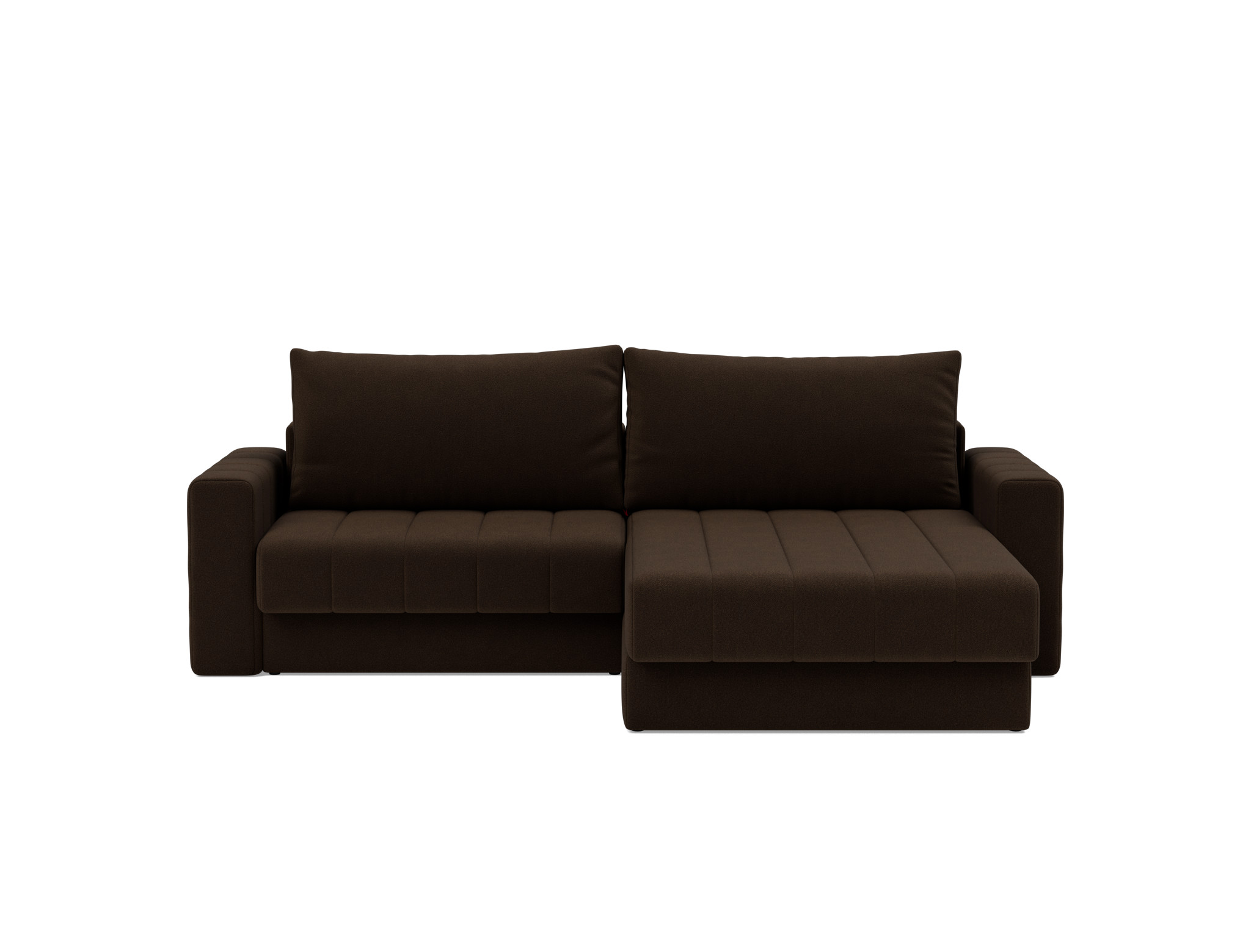Schlafsofa Akello mit Chaiselongue und Armlehnen Strukturierter Stoff Taura 358-Chocco
