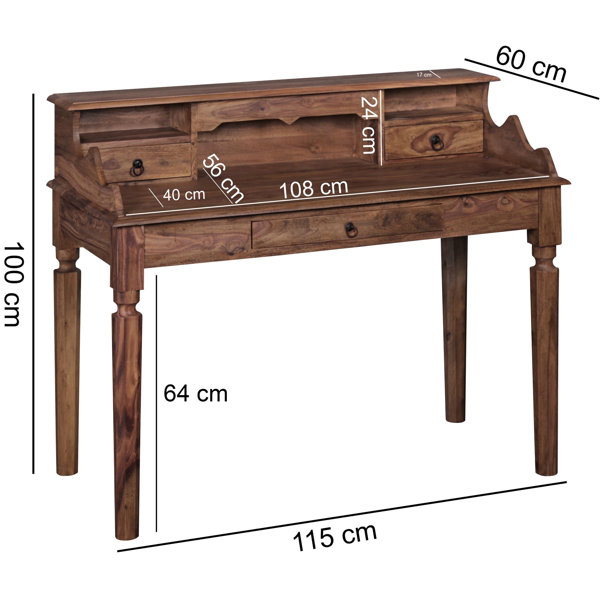 Schreibtisch Larvik Massivholz Dunkelbraun 115 × 60 × 100 cm