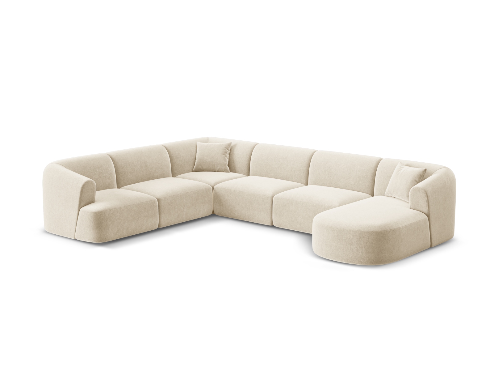 Cosmopolitan Design Panoramasofa Campi 7-Sitzer Samt Vogue Helles Beige Links