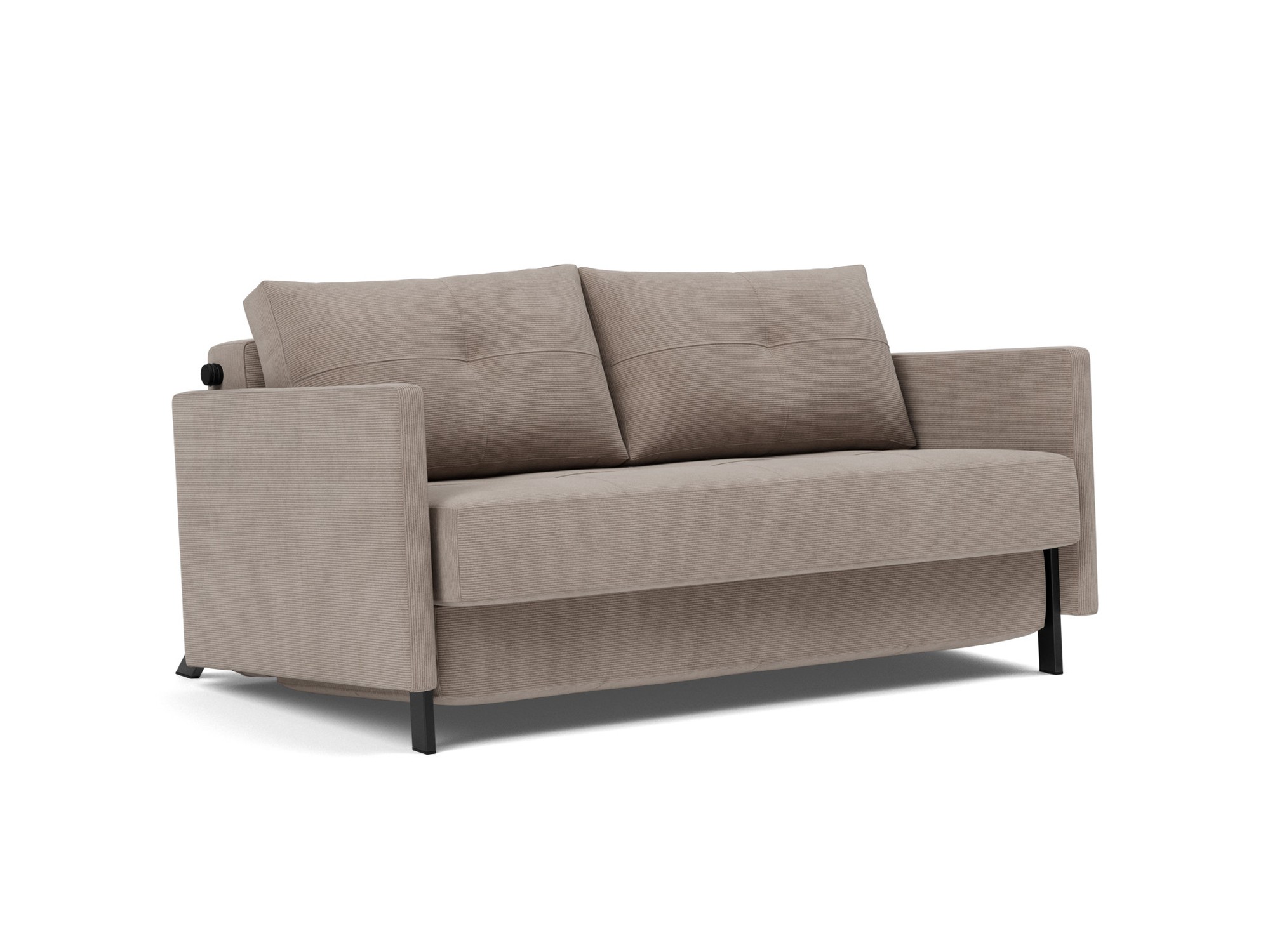 Schlafsofa Cubed mit Armlehnen 140 Kord Cordufine 318-Beige