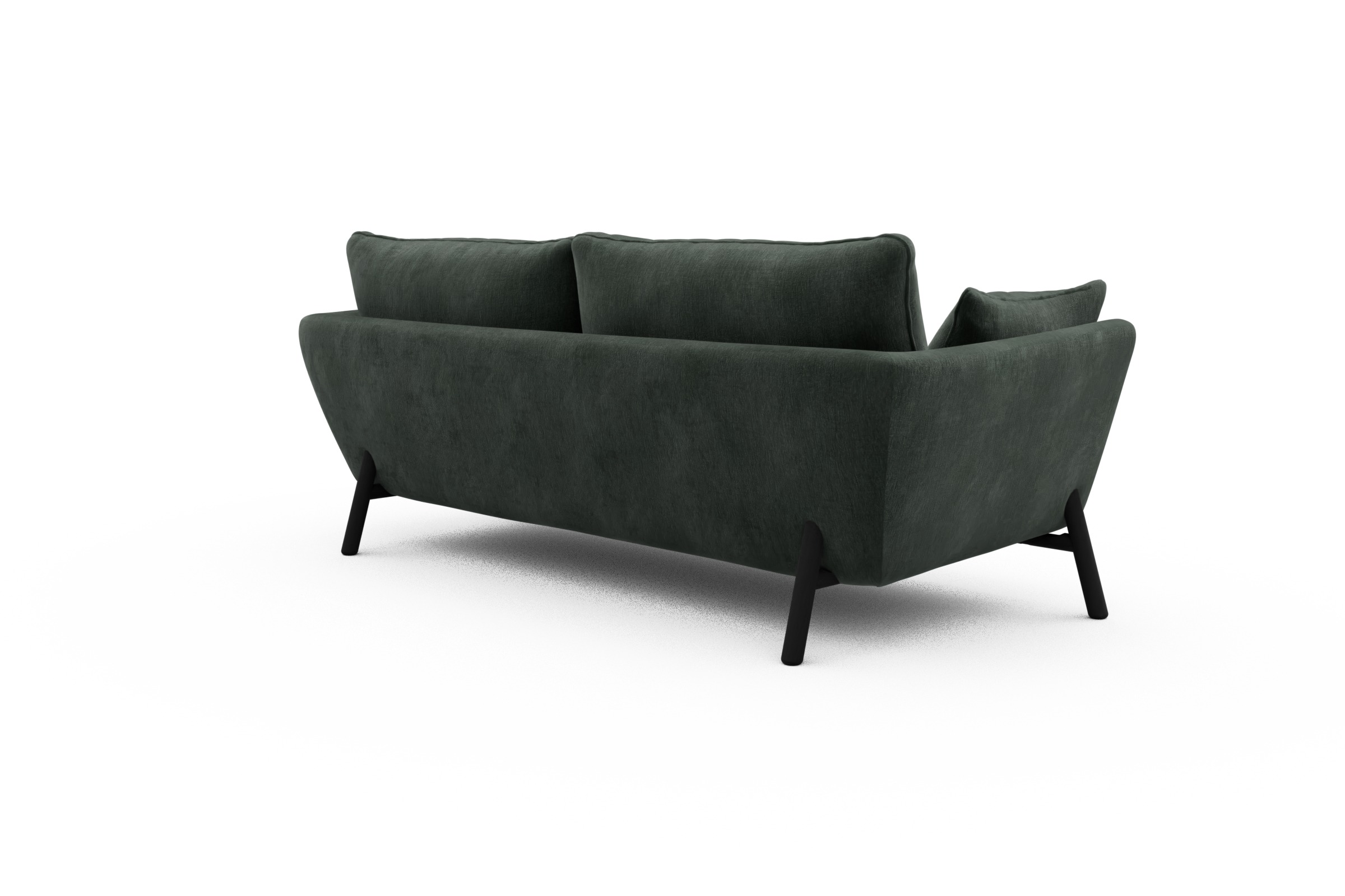 Sofa Emil 3-Sitzer Beinfarbe Eiche Schwarz Smooth-Laurel-Green