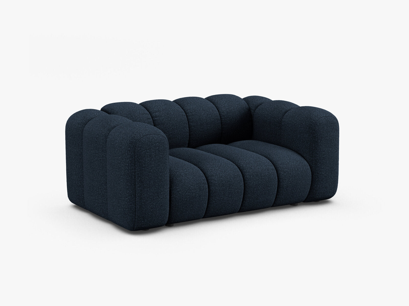 Micadoni Sofa Lupine 2-Sitzer kleine Version Boucle Baloo Dunkelblau