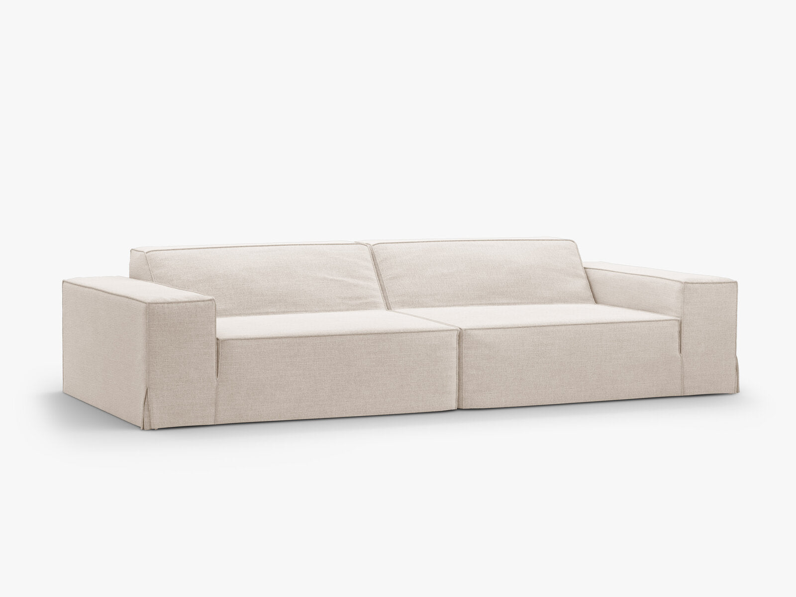 Micadoni Sofa Jodie 4-Sitzer Strukturierter Stoff Lins Beige