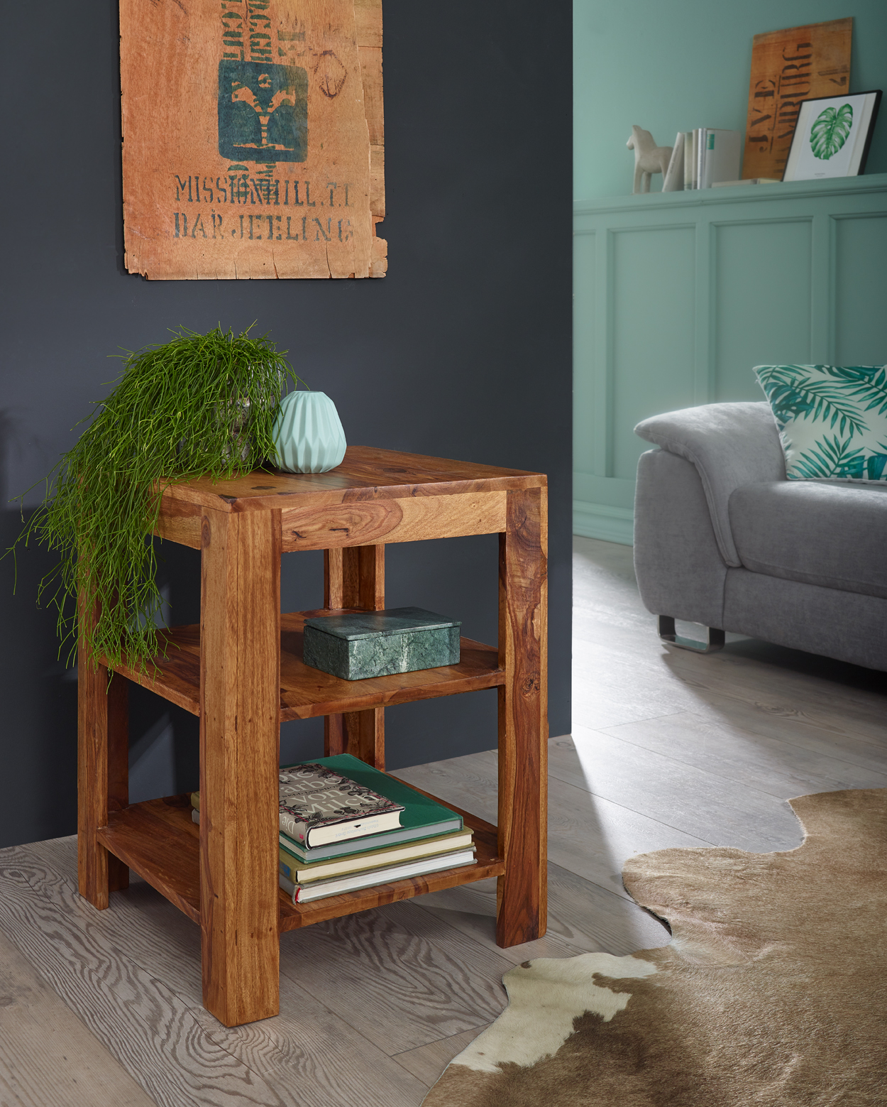 Standregal Aalvik Sheesham Massivholz Höhe 60 cm